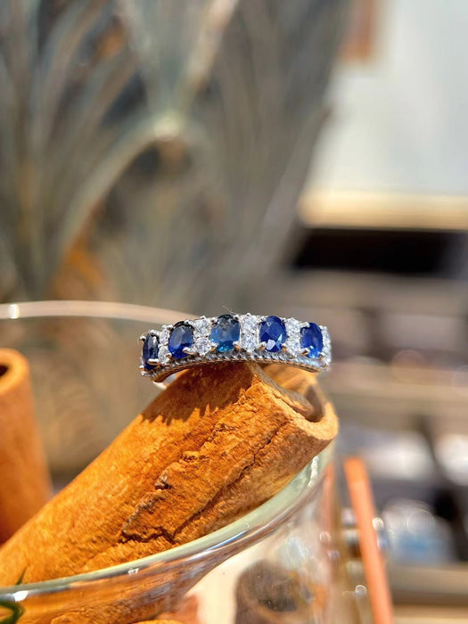 Natural half eternity sapphire band ring