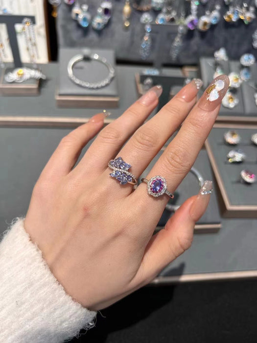 Natural light blue Tanzanite ring series